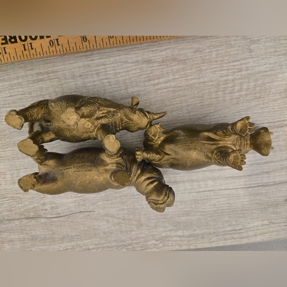 Vintage Safari/Terra By Battat Hippopotamus and Rhinoceros Figures Set Of 3 1996 - Picture 6 of 9